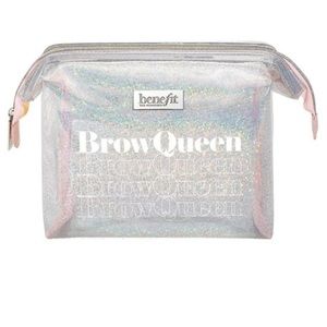 Benefit Brown Queen Sparkly Silver Makeup Bag